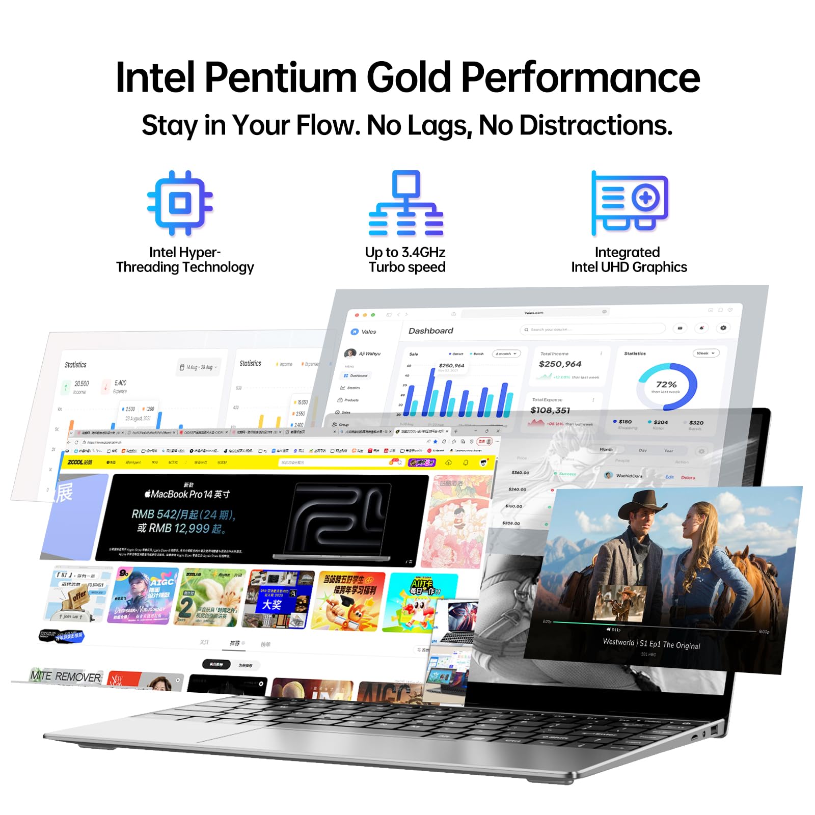 Amazon.co.jp: 2026年最新15.6インチノートパソコン Win 11 Pro、1080p